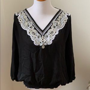 Blacks and White embroidered Top